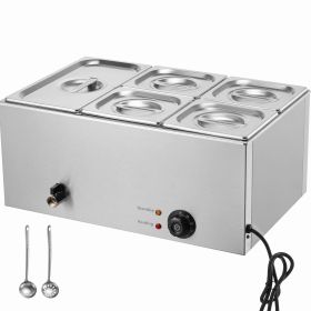 24QT Commercial Food Warmer, 5-Pan Electric Steam Table
