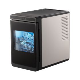 Countertop Ice Maker, 22 lbs per Day, Self-Cleaning Portable Machine with Tong, Drawer-Style Ice Access, Ice-Making Machine with Large Square Cub