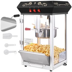 Popcorn Maker, 850W Popcorn Popper Machine, 8 Oz Kettle Makes 48 Cups per Batch, Countertop Popcorn Maker with Tempered Glass, Includes 4 Scoops