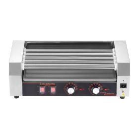 Hot Dog Roller, 12 Hot Dog 5 Rollers, Stainless Steel Sausage Grill Cooker, 750W Hot Dog Machine with Dual Temp Control, Removable Oil Drip Tray