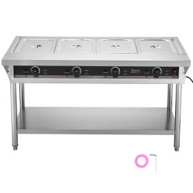 4-Pan Commercial Food Warmer, Electric Steam Table with Independent Temperature Control