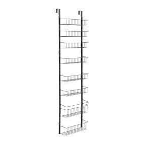 Over the Door Pantry Organizer, 9-Tier Pantry Organization and Storage, Heavy-Duty Steel Hanging Spice Rack, Adjustable Wall Seasoning Shelves