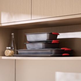 Baking Pan Set 6-Piece Nonstick Carbon Steel Bakeware Set With Silicone Handle (Option: Grey)
