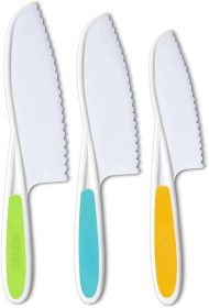 8 Pcs Wooden Kitchen Knife Set for Kids - Includes Safe Knives, Serrated Plastic Knives, Potato Slicers, Sandwich Cutter, Peeler and Cutting Boar (size: 3 pieces (8 inch))