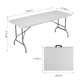 Folding Table Outdoor Indoor Heavy Duty Portable Table with Carrying Handle for Camping Picnic Party (size: 6FT)
