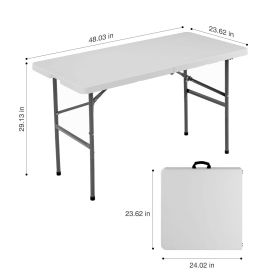 Folding Table Outdoor Indoor Heavy Duty Portable Table with Carrying Handle for Camping Picnic Party (size: 4FT)