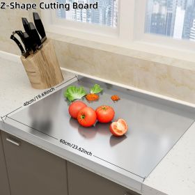 Stainless Steel Cutting Boards for Kitchen, Lipped stainless steel cutting board. Large cutting board suitable for meat, fruits, vegetables, brea (size: 40cm×60cm/15.75×23.62inch)